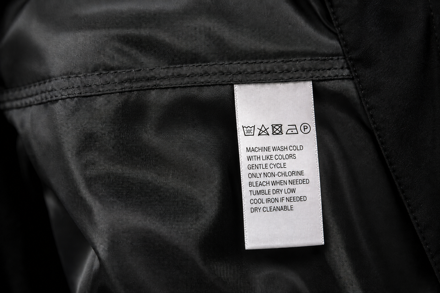 Bomber jacket care label detail
