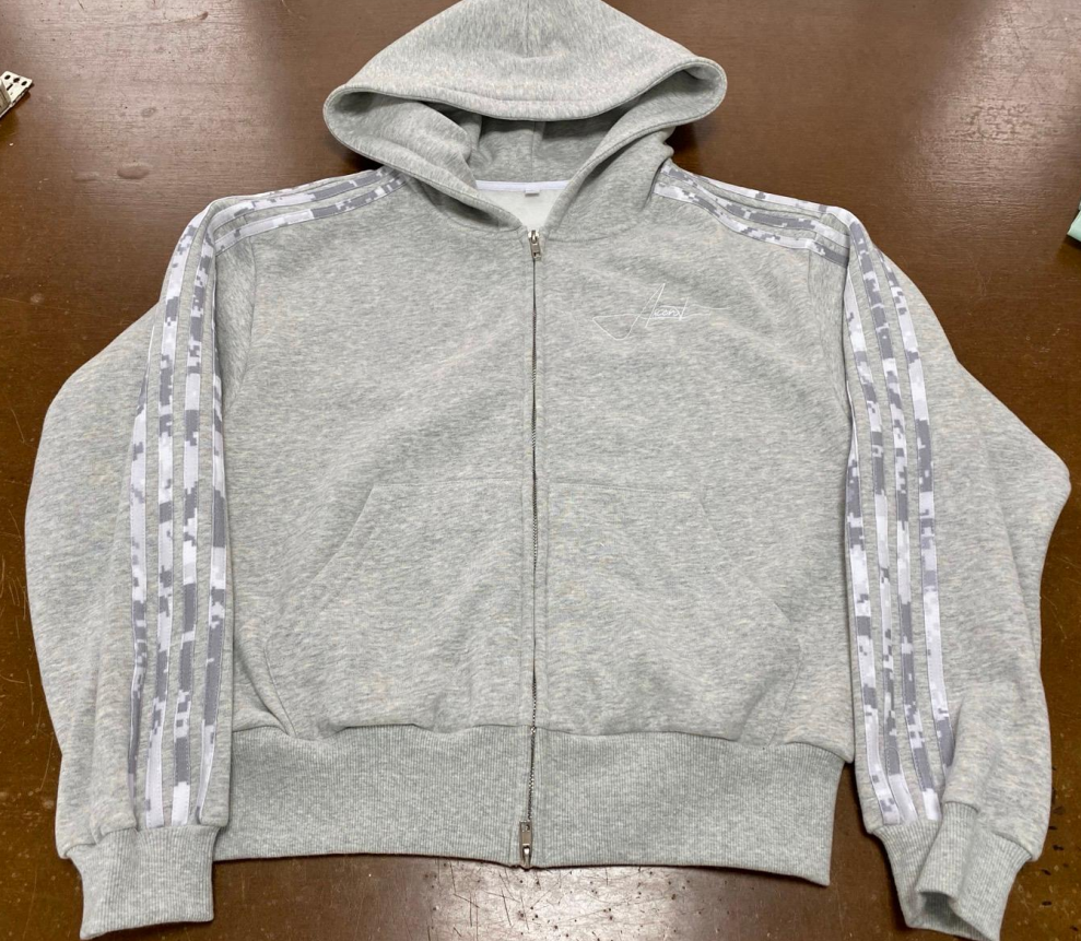 Custom hoodie top construction detail