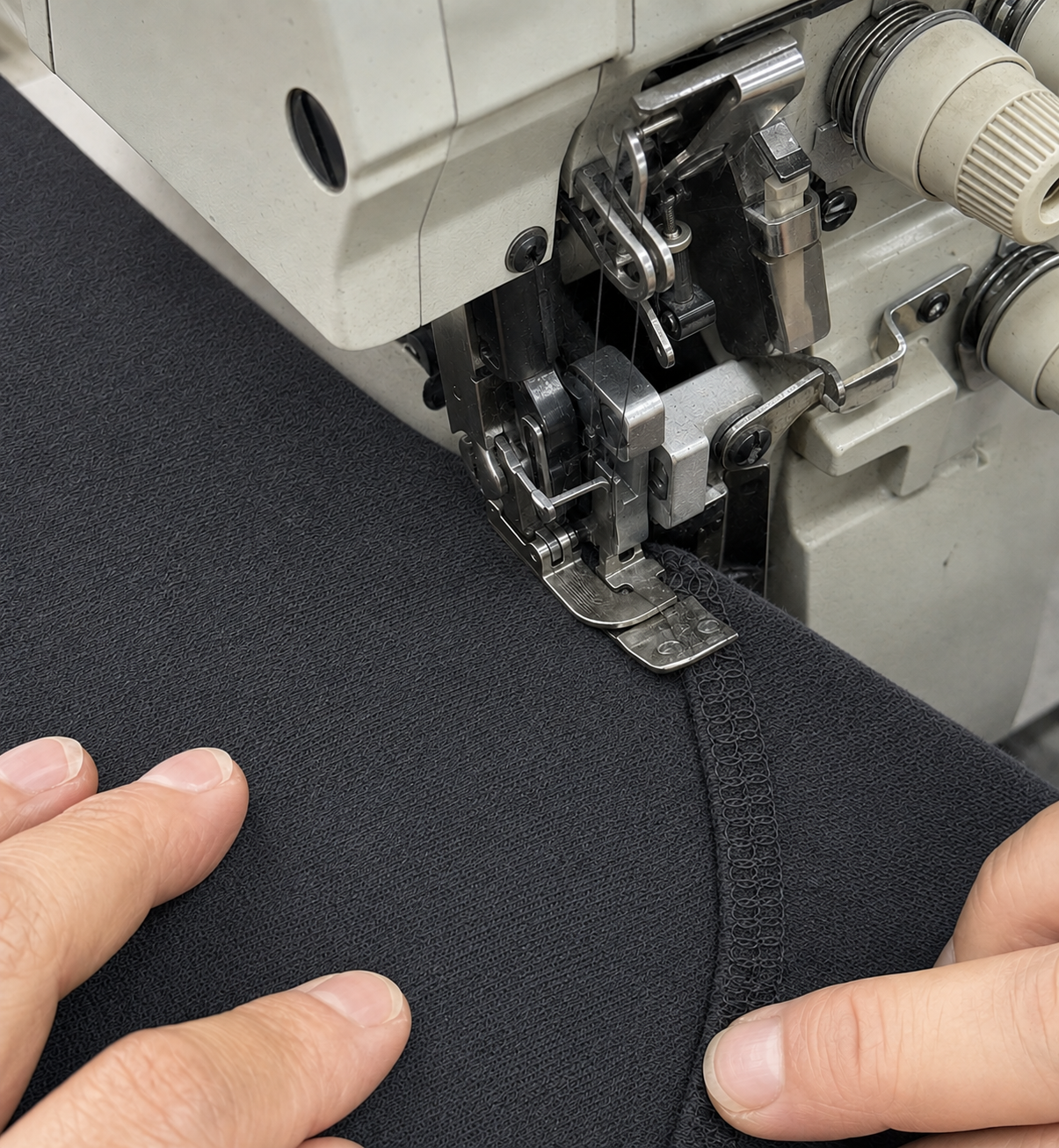 Sewing garment panels during cut and sew assembly