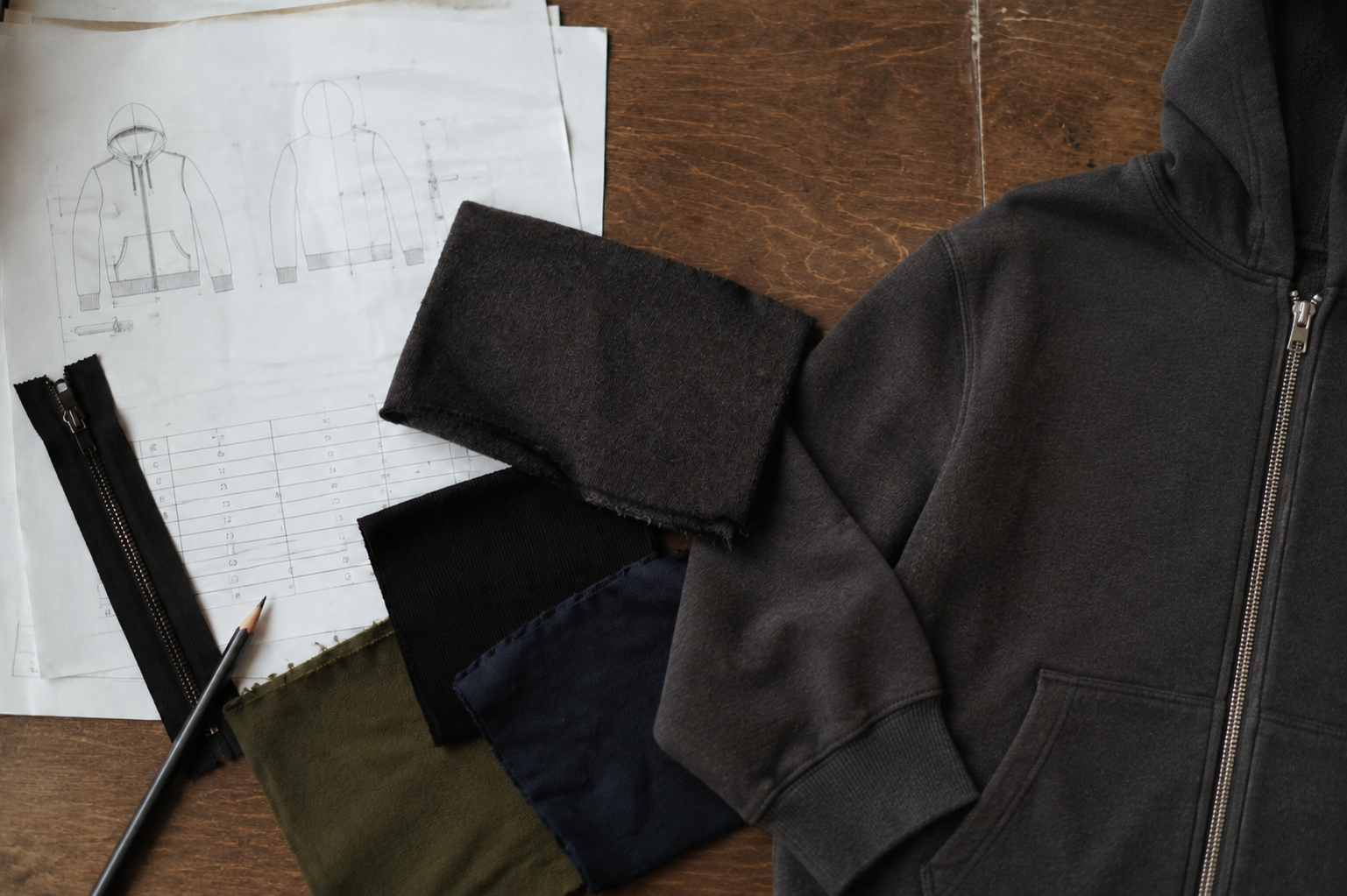 Cut and sew project review with tech pack and garment sample