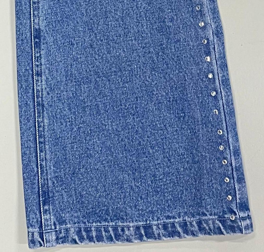 Stone wash denim jeans detail