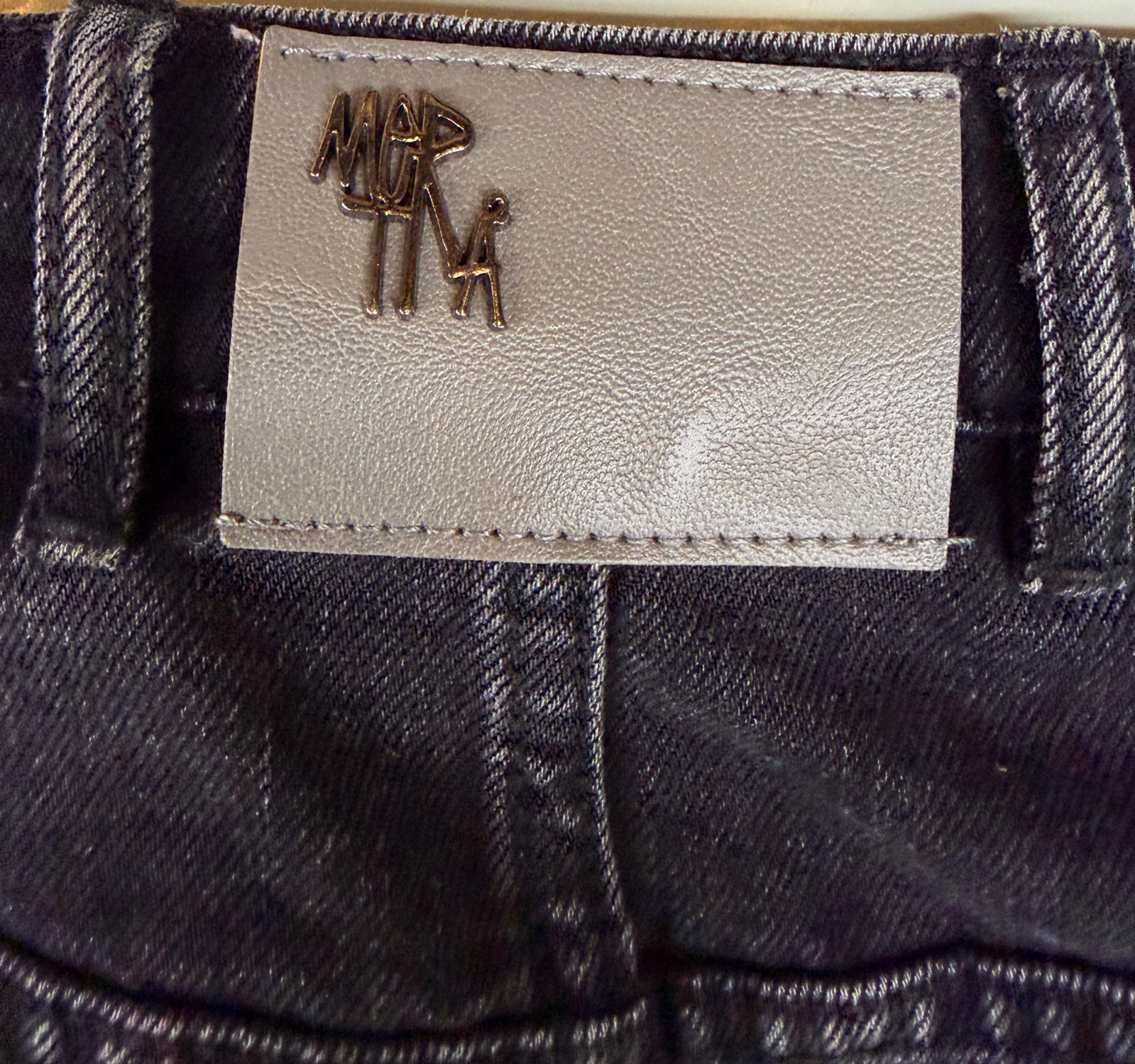 Denim shorts brand patch detail