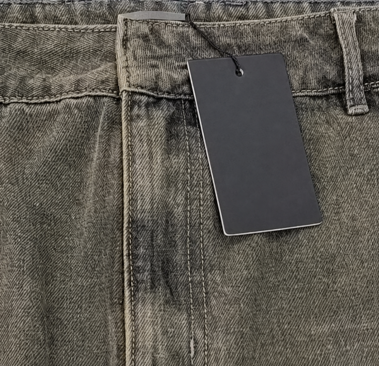 Denim shorts packaging detail