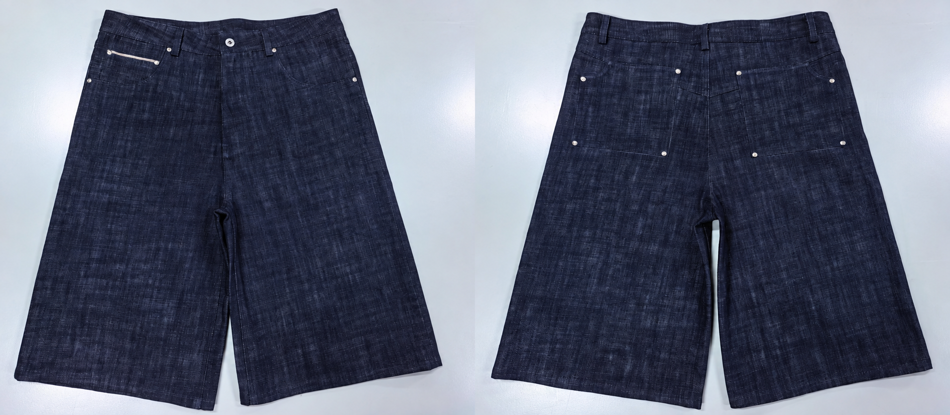 Denim shorts silhouette and construction