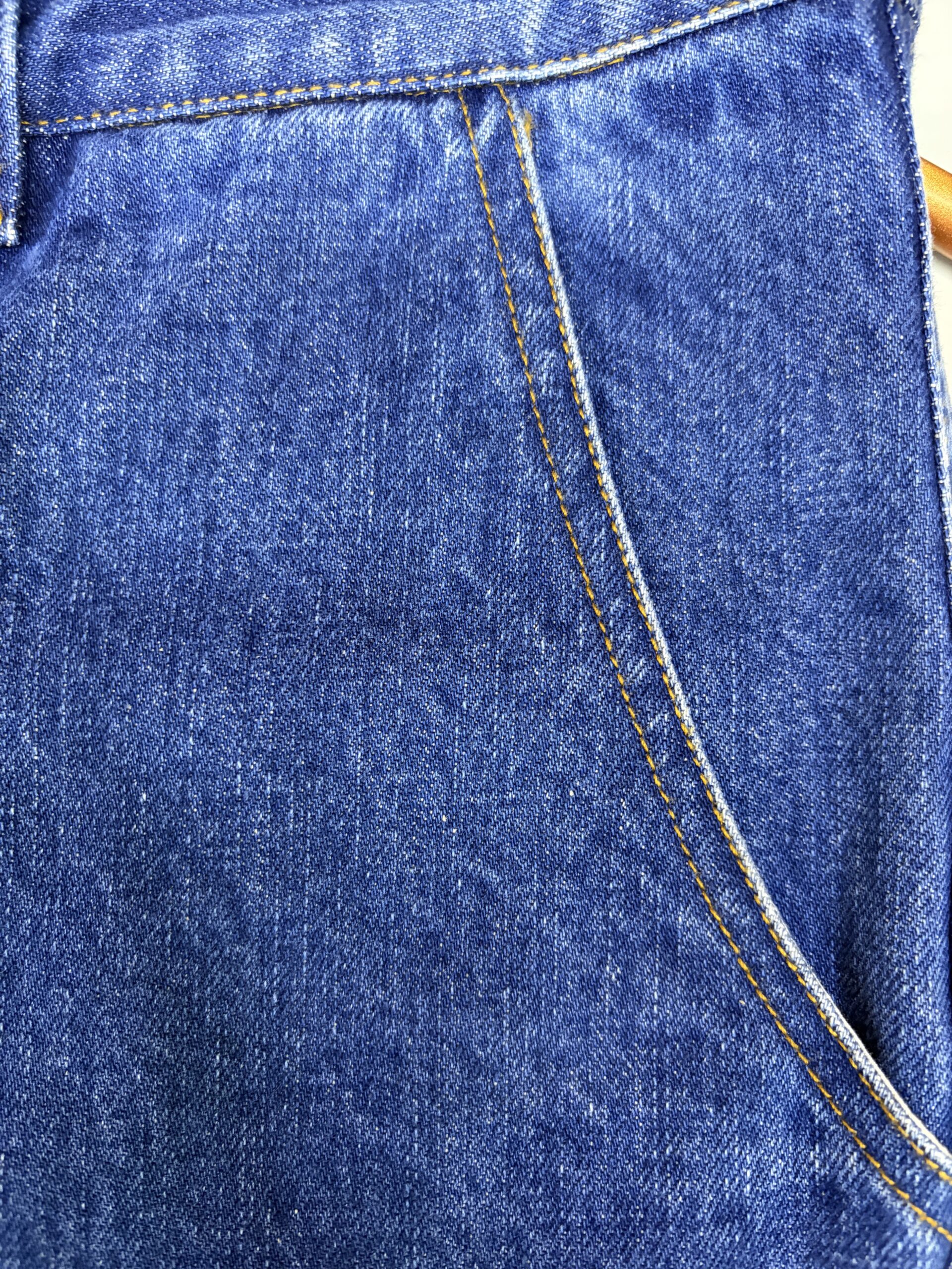 Denim stitching and seam construction detail