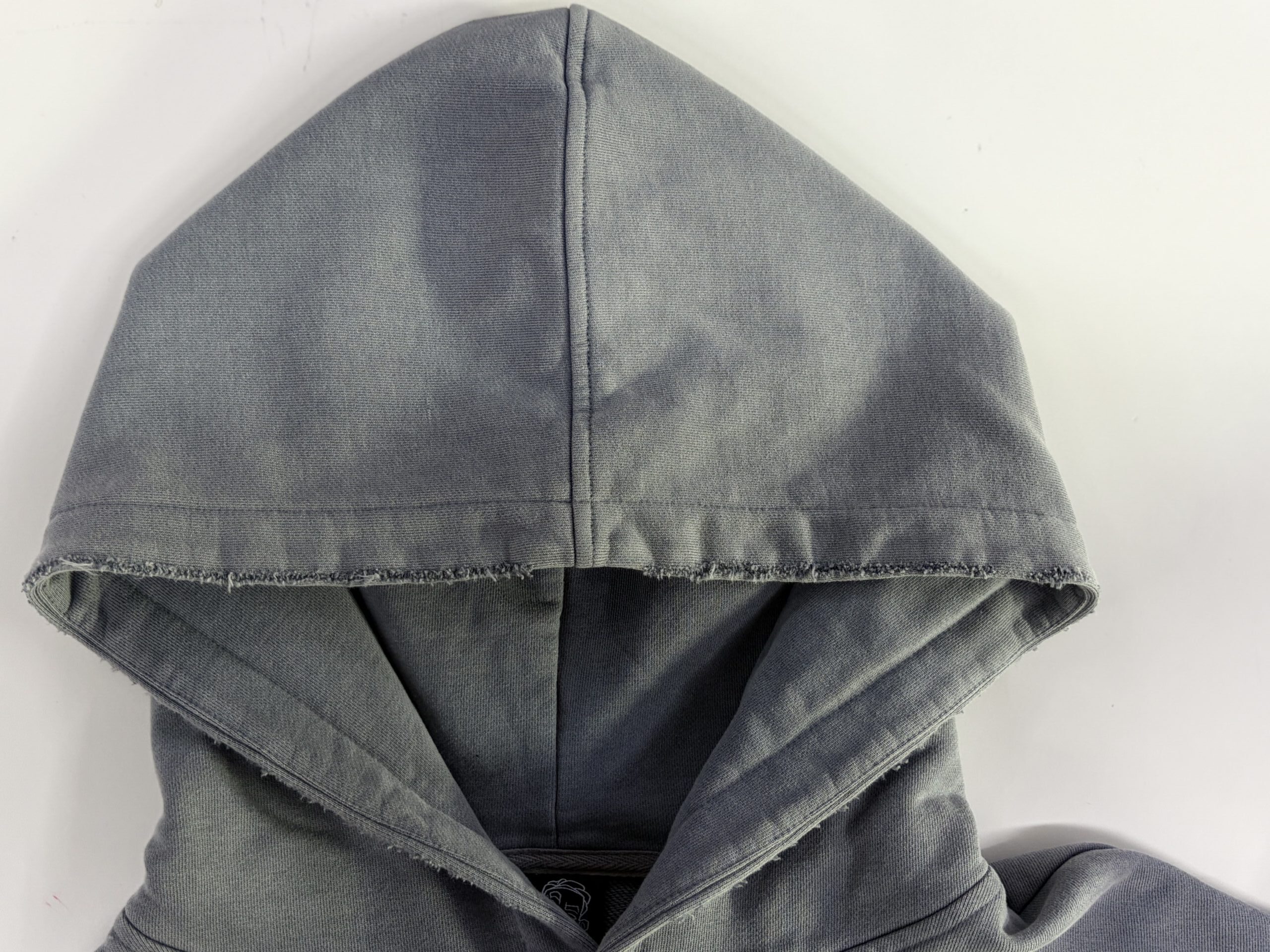 Custom pullover hoodie hood construction detail