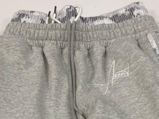 Elastic waistband detail on custom sweatpants