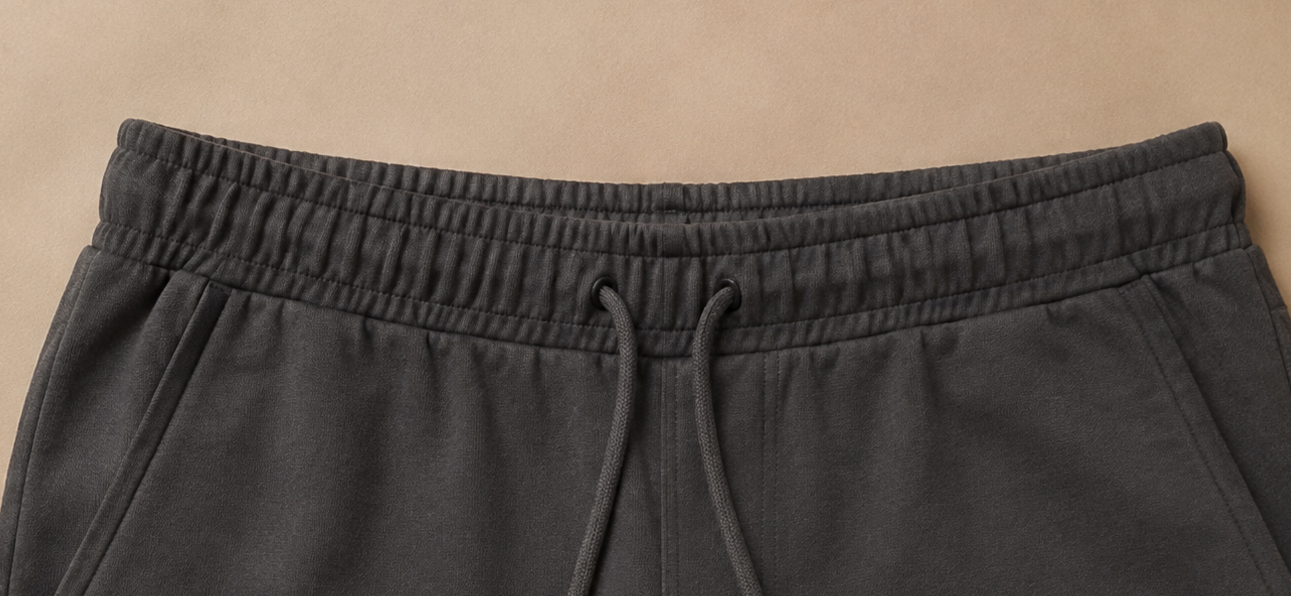 Sweatshirt set waistband and drawcord detail