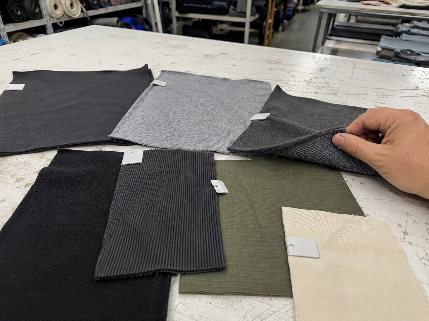Clothing fabric composition swatches