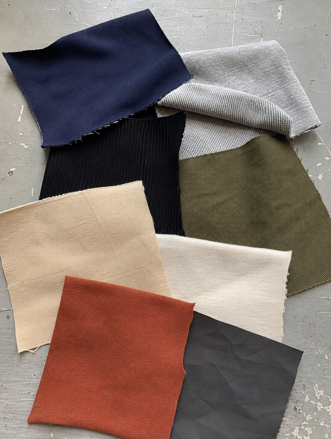 Clothing fabric swatches for material selection