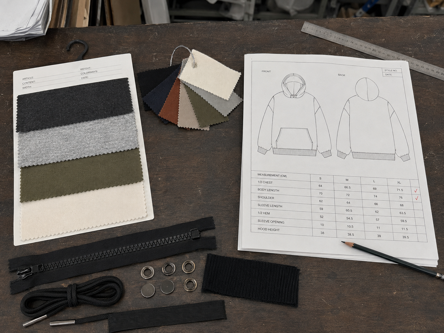 Custom clothing fabric fit and technique confirmation