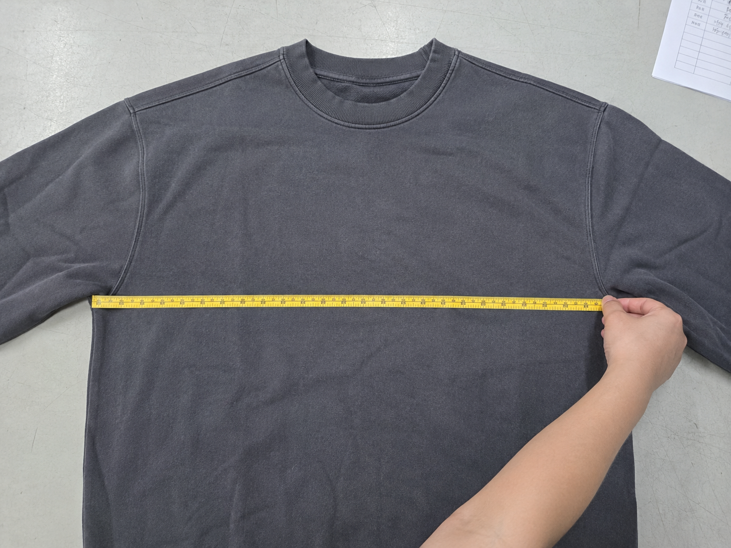 Key garment measurement points for size inspection