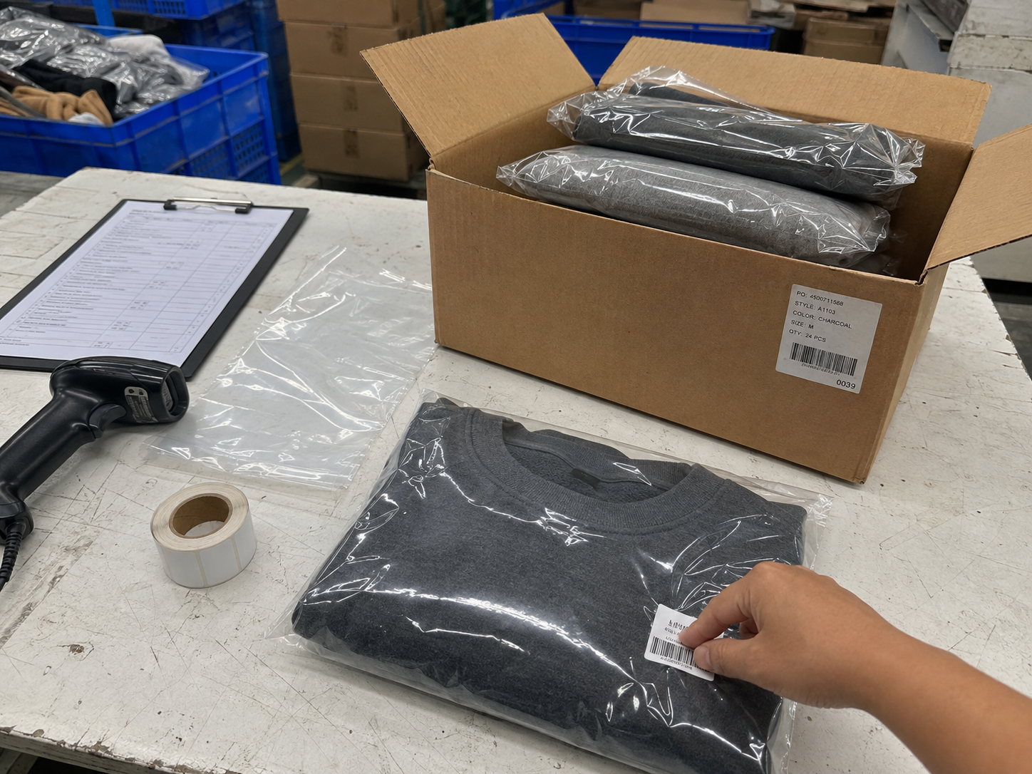 Garment packaging and carton inspection