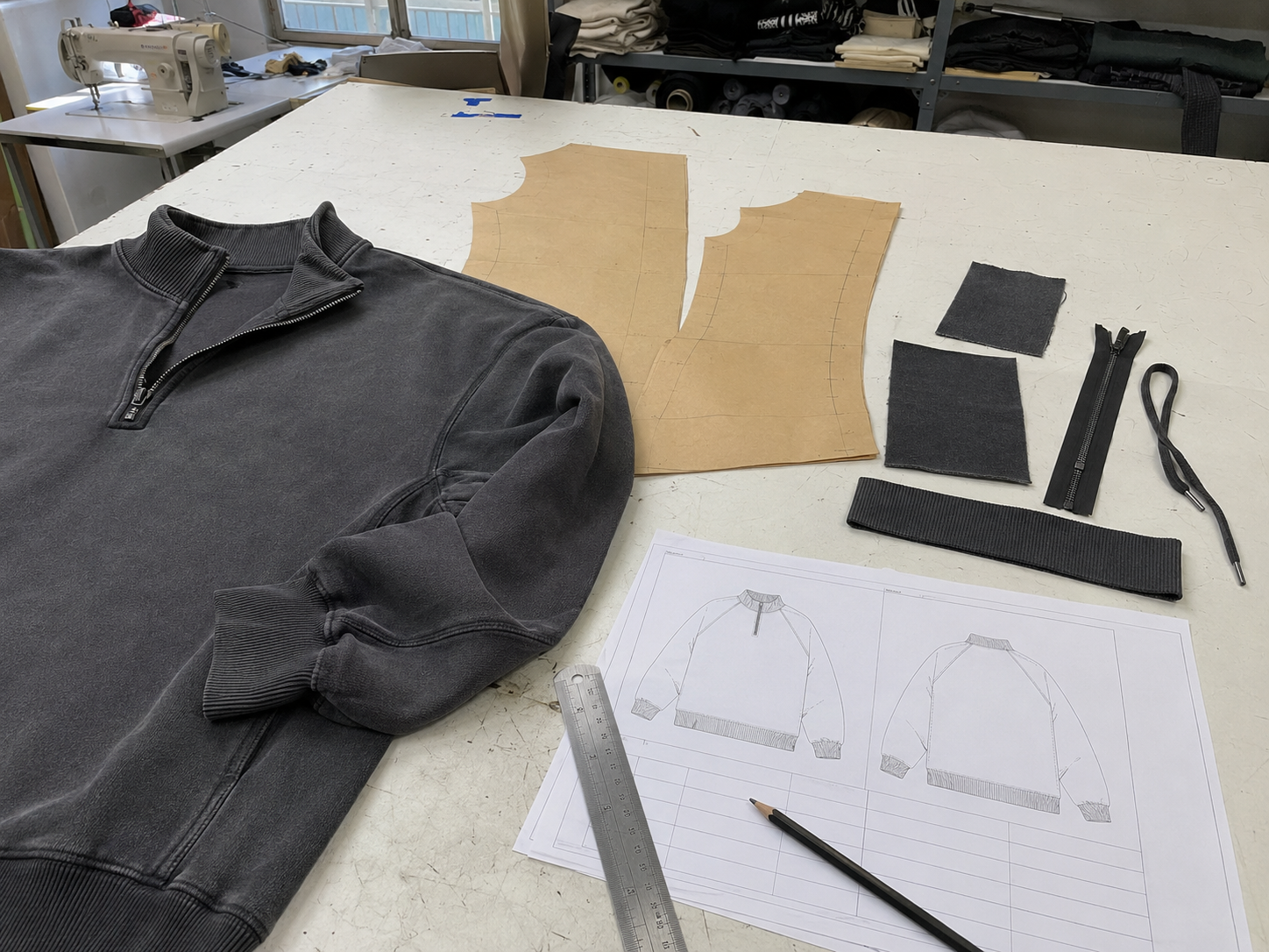 Sample review workbench for custom clothing