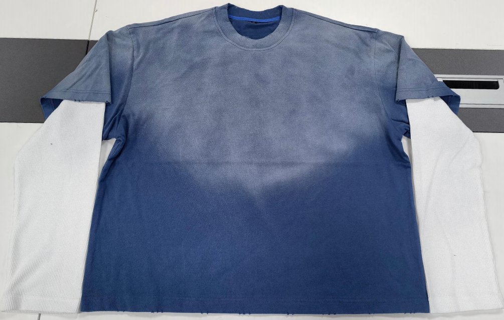 Custom long-sleeve T-shirt with ribbed cuffs